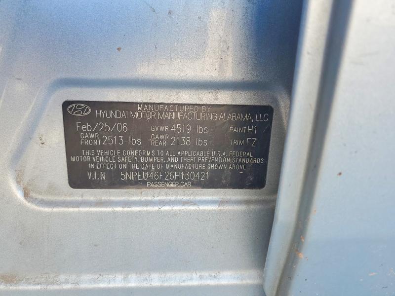Aukcja sprzedaży 2006 Hyundai Sonata, vin: 5NPEU46F26H130421, numer aukcji: 56639396