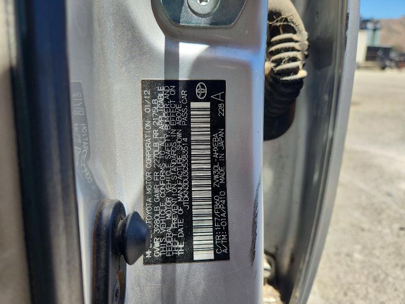 60041036 :رقم المزاد ، JTDKN3DU3C5383514 vin ، 2012 Toyota Prius مزاد بيع
