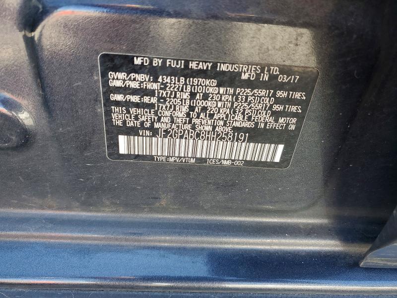 60988616 :رقم المزاد ، JF2GPABC8HH258191 vin ، 2017 Subaru Crosstrek مزاد بيع