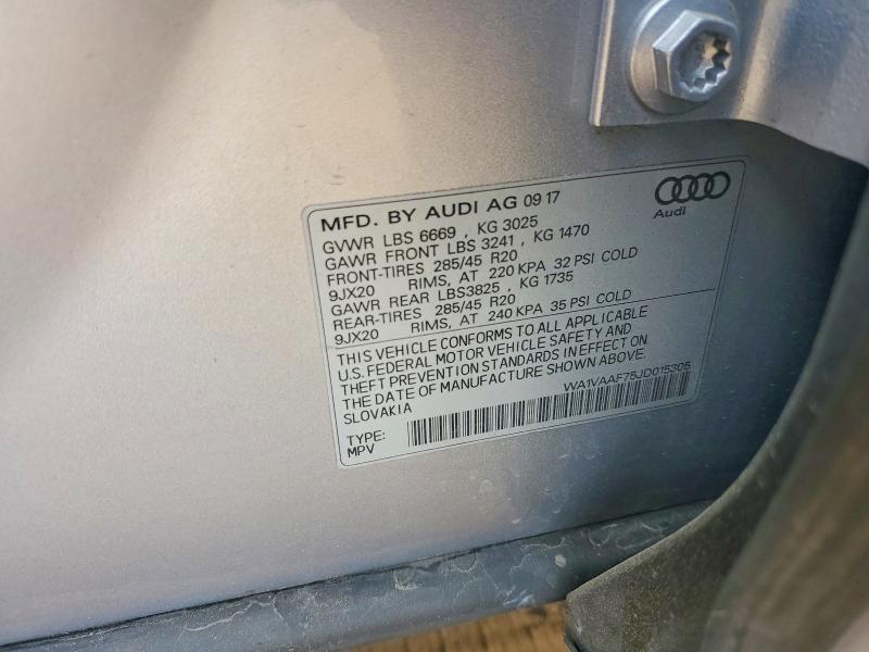 60005366 :رقم المزاد ، WA1VAAF75JD015305 vin ، 2018 Audi Q7 مزاد بيع