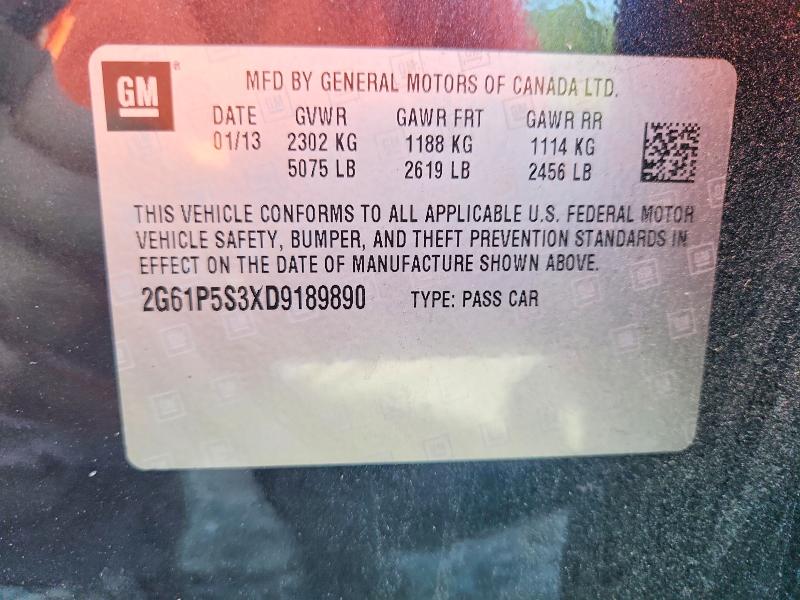 60579256 :رقم المزاد ، 2G61P5S3XD9189890 vin ، 2013 Cadillac Xts مزاد بيع