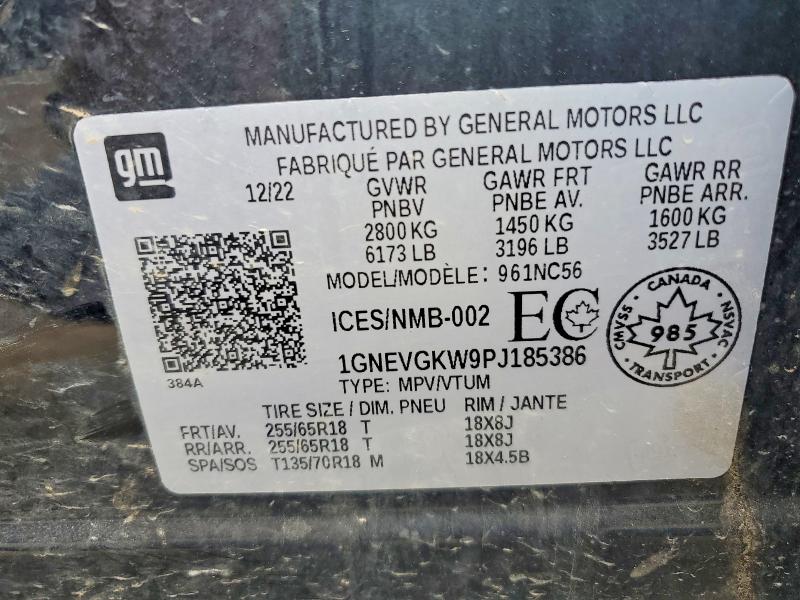 2023 Chevrolet Traverse მანქანა იყიდება აუქციონზე, vin: 1GNEVGKW9PJ185386, აუქციონის ნომერი: 59118206