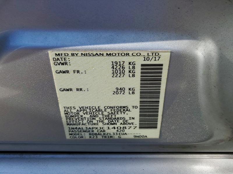 59912736 :رقم المزاد ، 1N4AL3APXJC140877 vin ، 2018 Nissan Altima مزاد بيع
