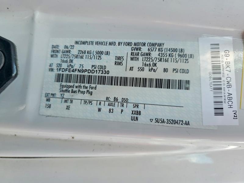 2023 Ford Econoline მანქანა იყიდება აუქციონზე, vin: 1FDFE4FN9PDD17330, აუქციონის ნომერი: 62092406