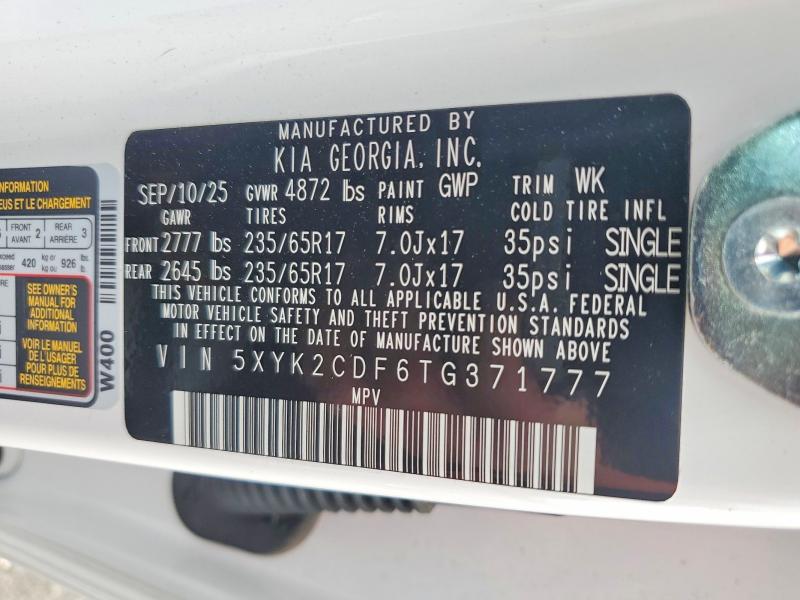 Aukcja sprzedaży 2026 Kia Sportage, vin: 5XYK2CDF6TG371777, numer aukcji: 59654136
