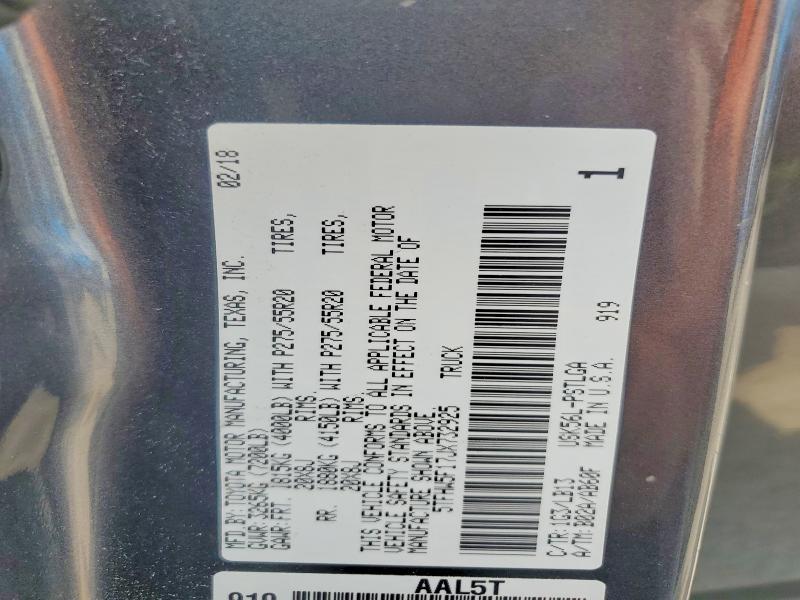 Продажа на аукционе авто 2018 Toyota Tundra, vin: 5TFHW5F17JX732925, номер лота: 59283596