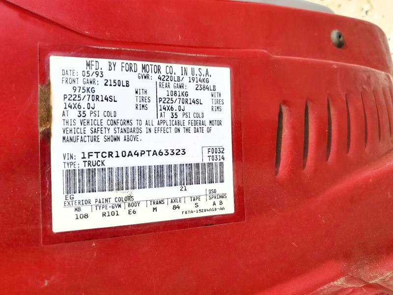 Aukcja sprzedaży 1993 Ford Ranger, vin: 1FTCR10A4PTA63323, numer aukcji: 63046216