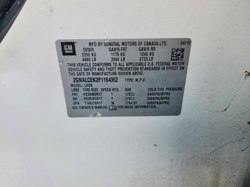 Продажа на аукционе авто 2015 Chevrolet Equinox, vin: 2GNALCEK2F1164362, номер лота: 61244706
