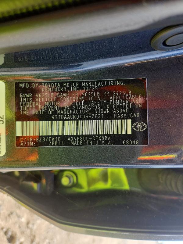 Aukcja sprzedaży 2026 Toyota Camry, vin: 4T1DAACK0TU667631, numer aukcji: 58868946