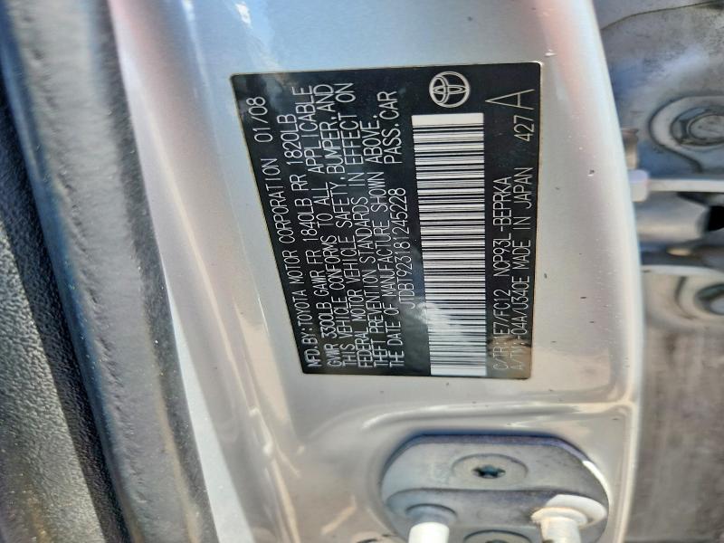 Aukcja sprzedaży 2008 Toyota Yaris, vin: JTDBT923181245228, numer aukcji: 60701546