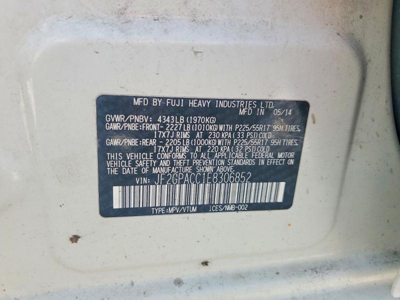60502856 :رقم المزاد ، JF2GPACC1E8306852 vin ، 2014 Subaru Xv Crosstrek مزاد بيع