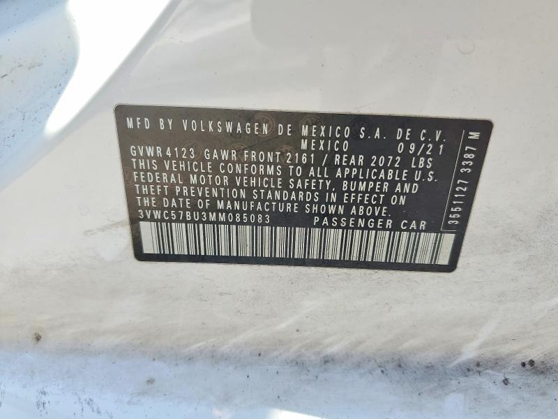 Продажа на аукционе авто 2021 Volkswagen Jetta, vin: 3VWC57BU3MM085083, номер лота: 63227476