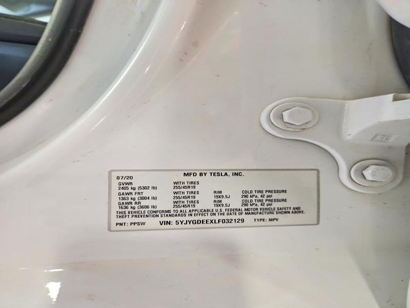 Продаж на аукціоні авто 2020 Tesla Model Y, vin: 5YJYGDEEXLF032129, номер лоту: 60312516