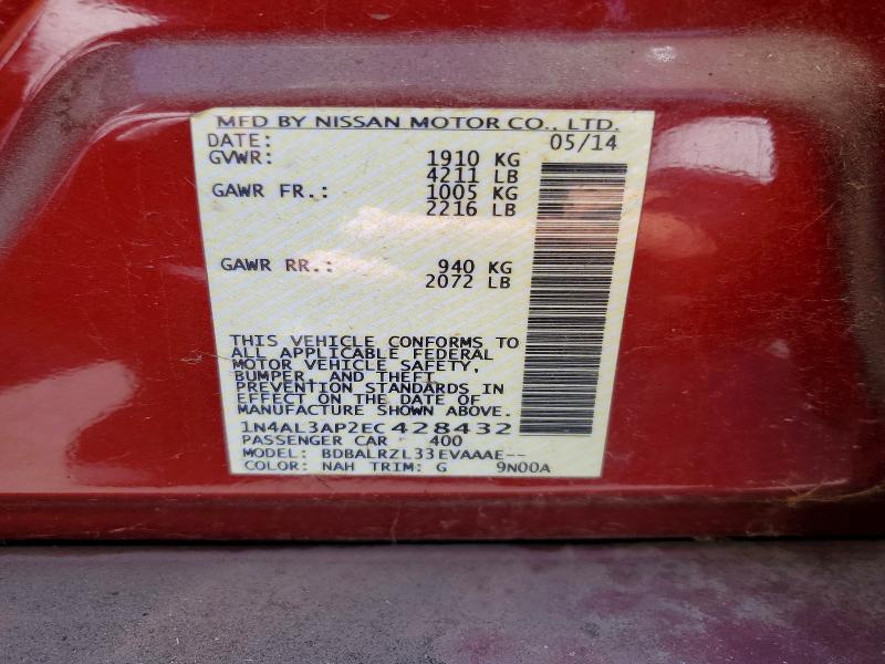 Aukcja sprzedaży 2014 Nissan Altima, vin: 1N4AL3AP2EC428432, numer aukcji: 62279526