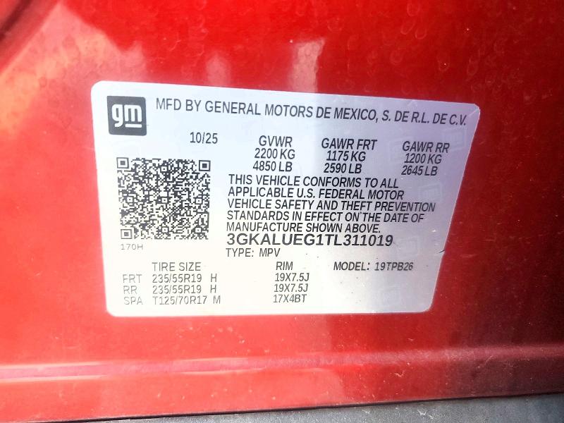 Aukcja sprzedaży 2026 Gmc Terrain, vin: 3GKALUEG1TL311019, numer aukcji: 60668666