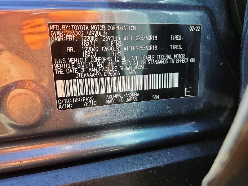 60774516 :رقم المزاد ، JTEAAAAHXNJ096566 vin ، 2022 Toyota Venza مزاد بيع