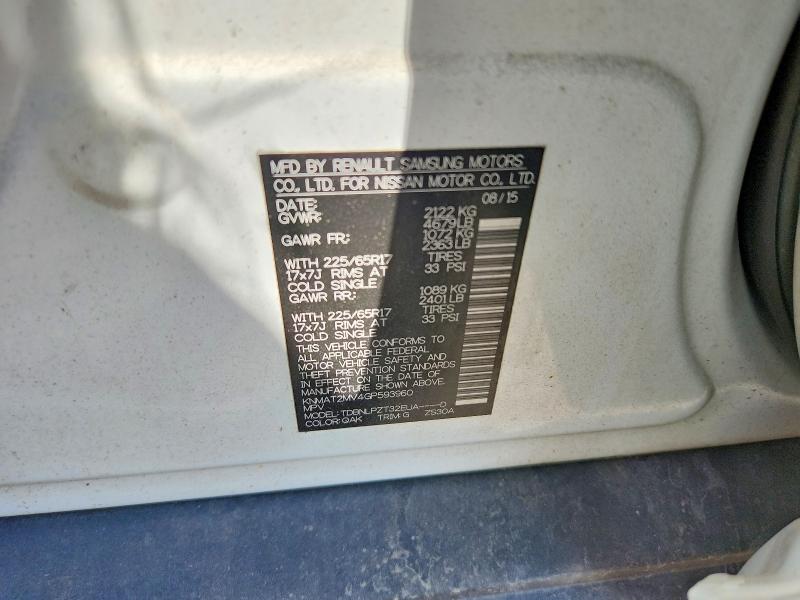 63238186 :رقم المزاد ، KNMAT2MV4GP593960 vin ، 2016 Nissan Rogue مزاد بيع
