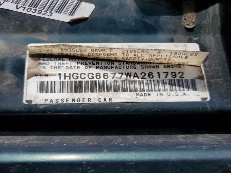 Продаж на аукціоні авто 1998 Honda Accord, vin: 1HGCG6677WA261792, номер лоту: 60987316