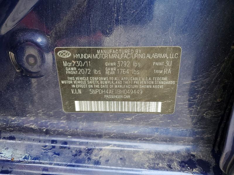 59648476 :رقم المزاد ، 5NPDH4AE1BH049449 vin ، 2011 Hyundai Elantra مزاد بيع