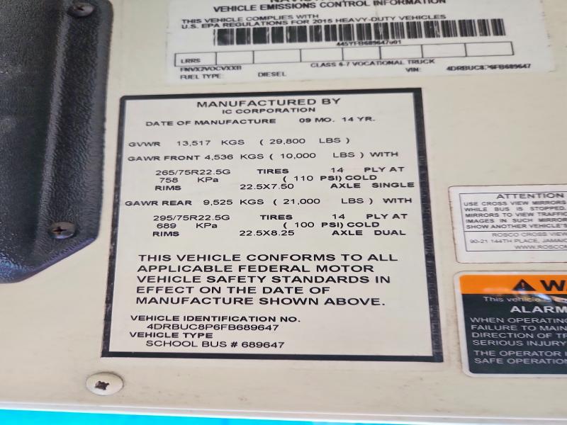 58225736 :رقم المزاد ، 4DRBUC8P6FB689647 vin ، 2015 Ic Corporation 3000 مزاد بيع