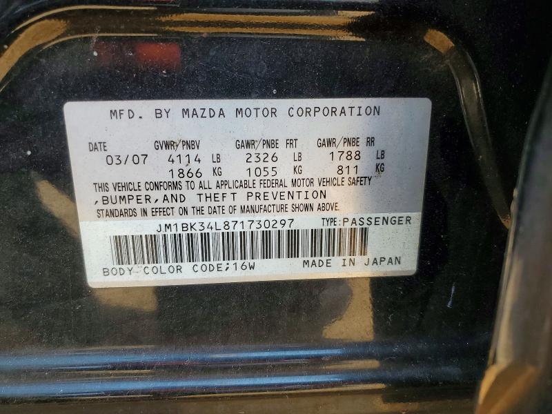 62665936 :رقم المزاد ، JM1BK34L871730297 vin ، 2007 Mazda Speed مزاد بيع