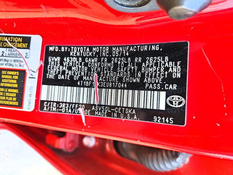 63024086 :رقم المزاد ، 4T1BF1FK3EU817044 vin ، 2014 Toyota Camry مزاد بيع