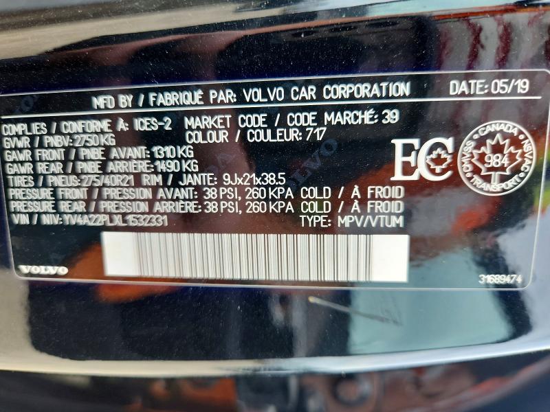Продажа на аукционе авто 2020 Volvo Xc90, vin: YV4A22PLXL1532331, номер лота: 59653326