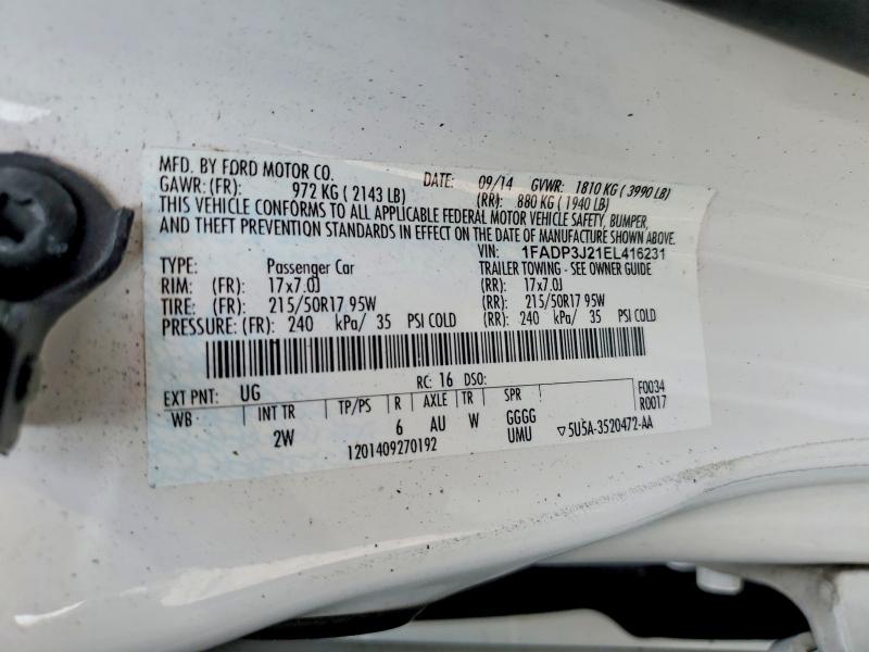 62477196 :رقم المزاد ، 1FADP3J21EL416231 vin ، 2014 Ford Focus مزاد بيع