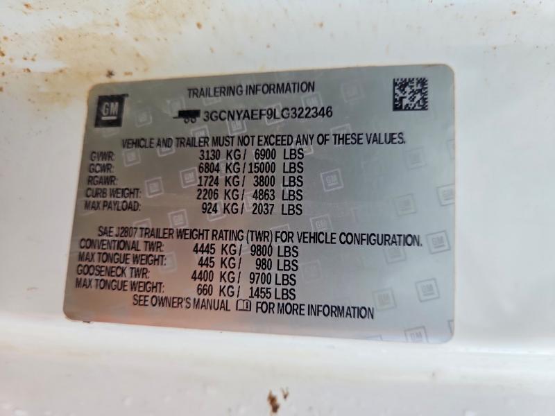 Продаж на аукціоні авто 2020 Chevrolet Silverado, vin: 3GCNYAEF9LG322346, номер лоту: 60319876