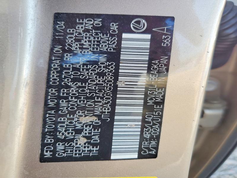 Продажа на аукционе авто 2005 Lexus Es, vin: JTHBA30GX55089363, номер лота: 59238696