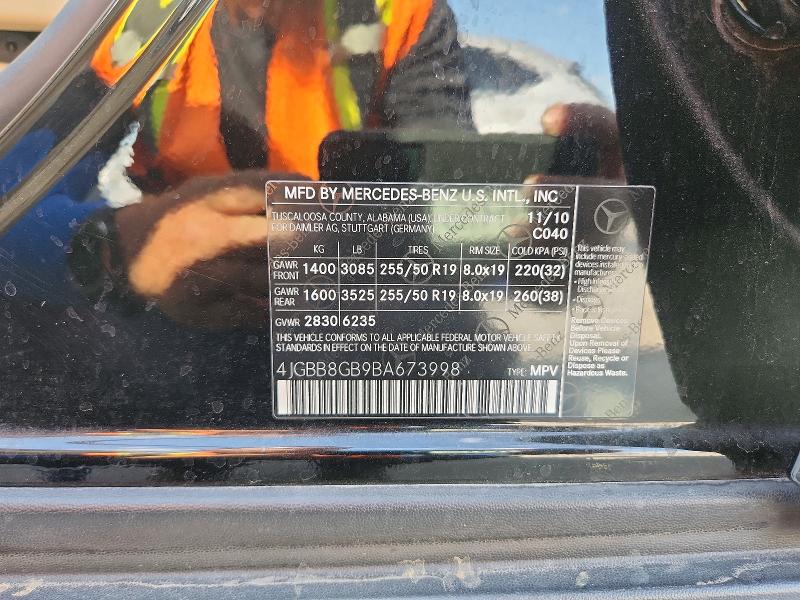 2011 Mercedes-benz Ml მანქანა იყიდება აუქციონზე, vin: 4JGBB8GB9BA673998, აუქციონის ნომერი: 61082806