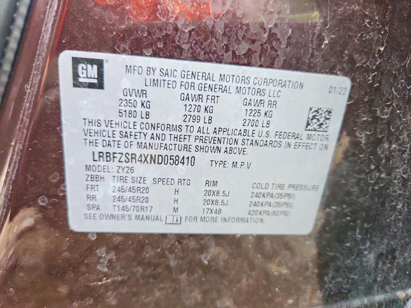Продаж на аукціоні авто 2022 Buick Envision, vin: LRBFZSR4XND058410, номер лоту: 62686826