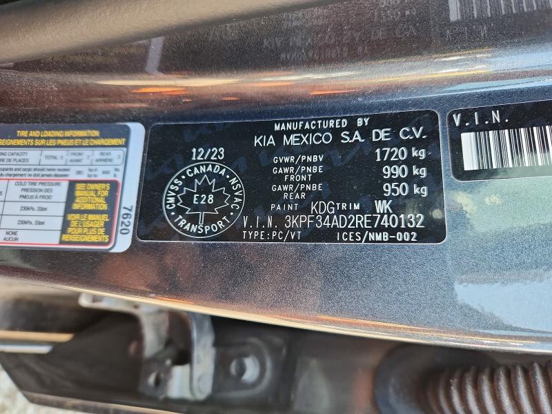2024 Kia Forte მანქანა იყიდება აუქციონზე, vin: 3KPF34AD2RE740132, აუქციონის ნომერი: 61910256