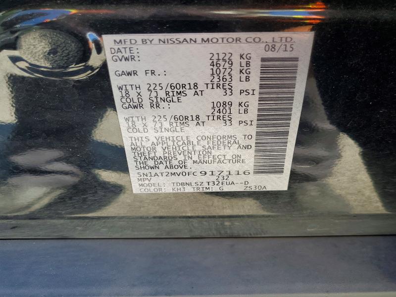 Aukcja sprzedaży 2015 Nissan Rogue, vin: 5N1AT2MV0FC917116, numer aukcji: 61165156