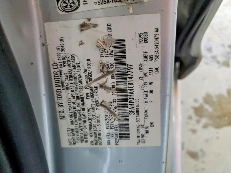 Aukcja sprzedaży 2012 Ford Fusion, vin: 3FAHP0HA4CR147797, numer aukcji: 62011516