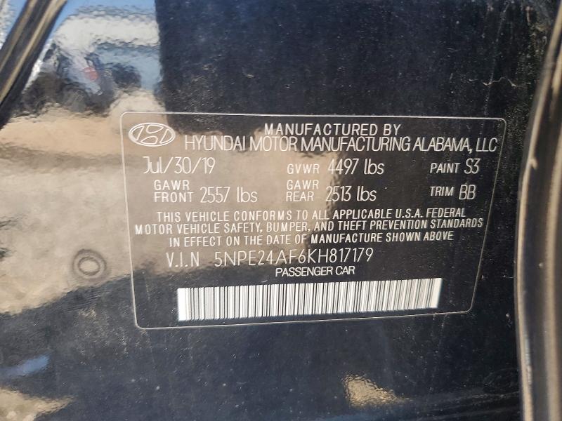 Aukcja sprzedaży 2019 Hyundai Sonata, vin: 5NPE24AF6KH817179, numer aukcji: 59133326