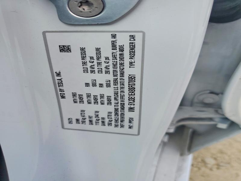 Продажа на аукционе авто 2025 Tesla Model 3, vin: 5YJ3E1EA9SF078951, номер лота: 61970976