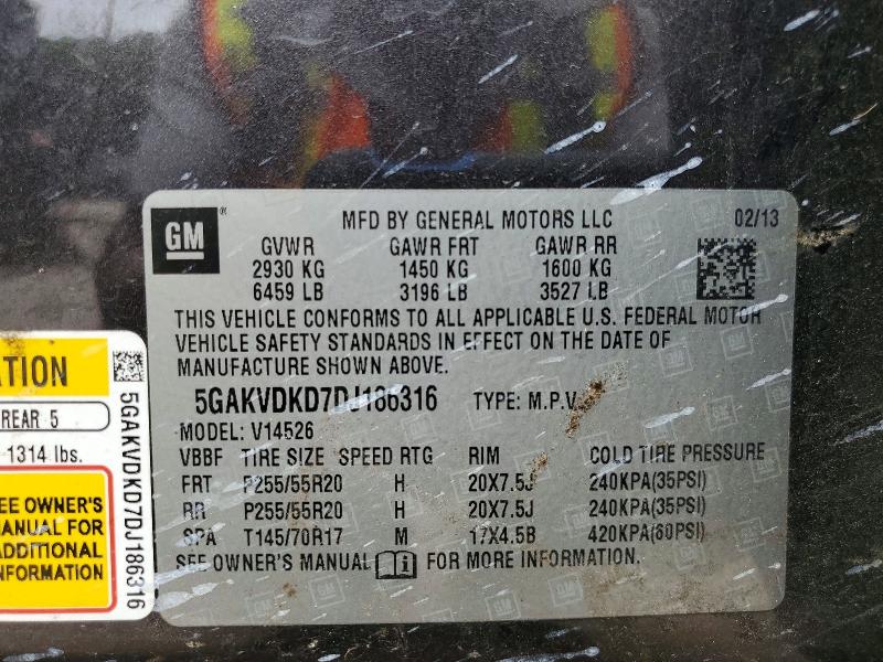 59971116 :رقم المزاد ، 5GAKVDKD7DJ186316 vin ، 2013 Buick Enclave مزاد بيع