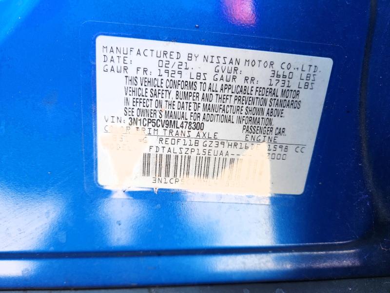 60694346 :رقم المزاد ، 3N1CP5CV9ML478300 vin ، 2021 Nissan Kicks مزاد بيع