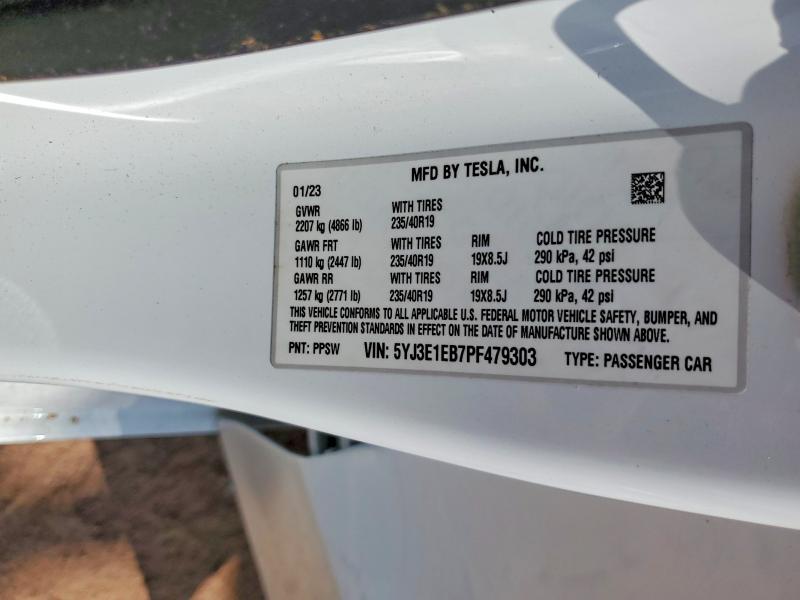 Aukcja sprzedaży 2023 Tesla Model 3, vin: 5YJ3E1EB7PF479303, numer aukcji: 61573076