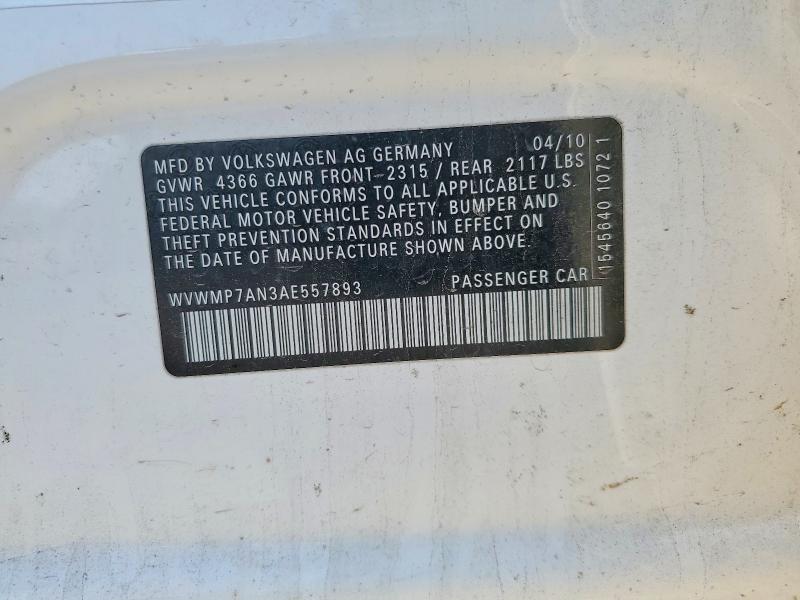 Продаж на аукціоні авто 2010 Volkswagen Cc, vin: WVWMP7AN3AE557893, номер лоту: 59638696