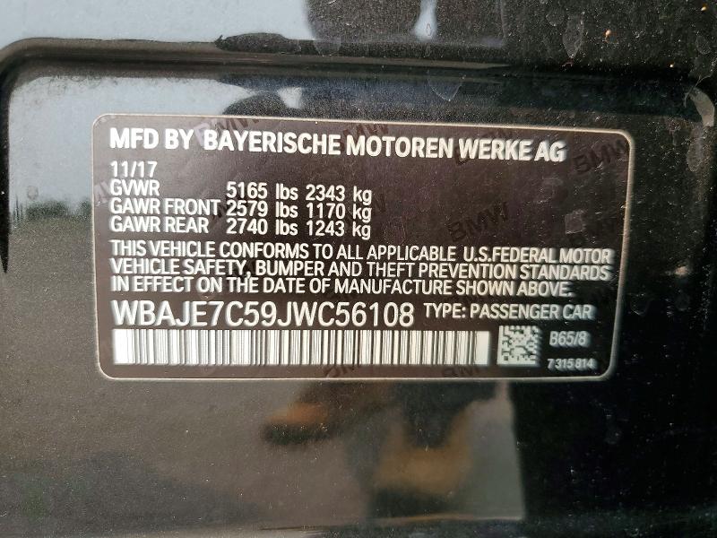 Продаж на аукціоні авто 2018 Bmw 540, vin: WBAJE7C59JWC56108, номер лоту: 61365946