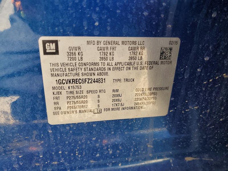 2015 Chevrolet Silverado მანქანა იყიდება აუქციონზე, vin: 1GCVKREC6FZ244831, აუქციონის ნომერი: 62099576