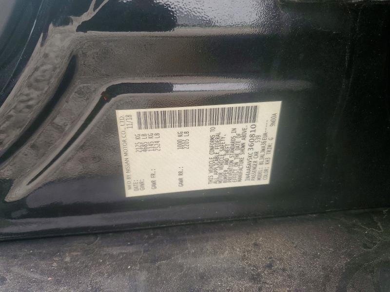 Auction sale of the 2019 Nissan Maxima, vin: 1N4AA6AV5KC360810, lot number: 60939456