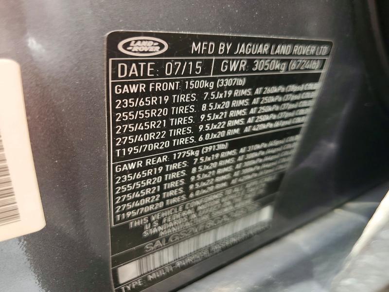 Продаж на аукціоні авто 2016 Land Rover Range Rover, vin: SALGS2VF8GA248768, номер лоту: 59785736