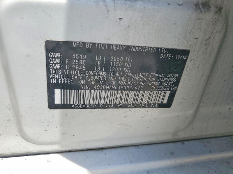 2017 Subaru Legacy მანქანა იყიდება აუქციონზე, vin: 4S3BNAN61H3033029, აუქციონის ნომერი: 61661906