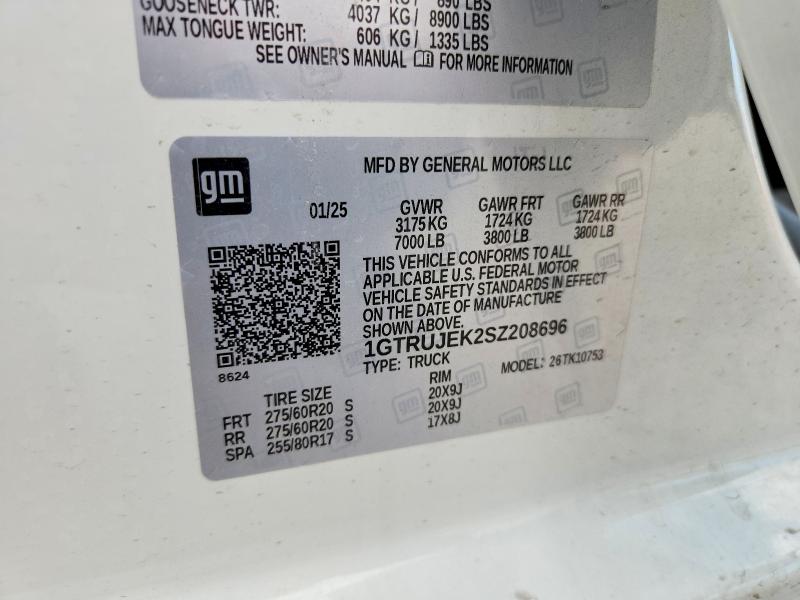 Aukcja sprzedaży 2025 Gmc Sierra, vin: 1GTRUJEK2SZ208696, numer aukcji: 62498696