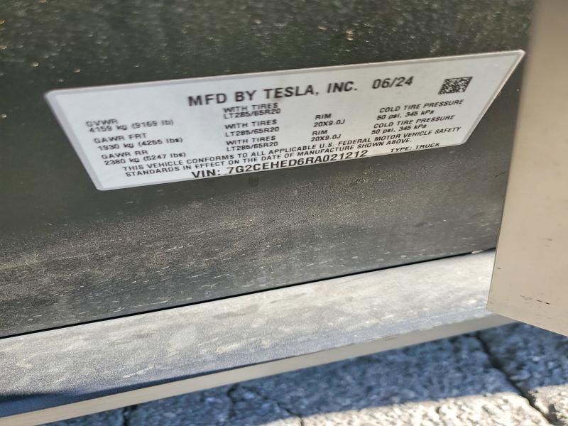 59350306 :رقم المزاد ، 7G2CEHED6RA021212 vin ، 2024 Tesla Cybertruck مزاد بيع