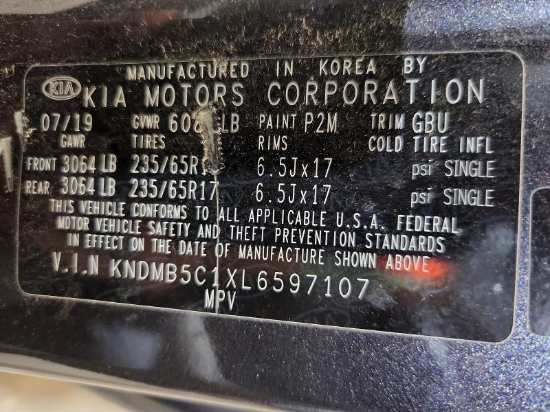 2020 Kia Sedona მანქანა იყიდება აუქციონზე, vin: KNDMB5C1XL6597107, აუქციონის ნომერი: 60946686