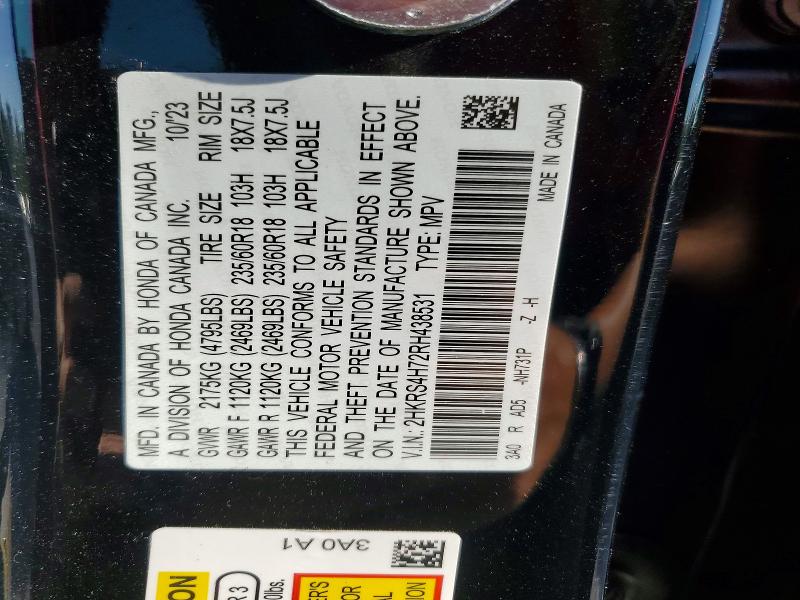 60415086 :رقم المزاد ، 2HKRS4H72RH438531 vin ، 2024 Honda Cr-v مزاد بيع